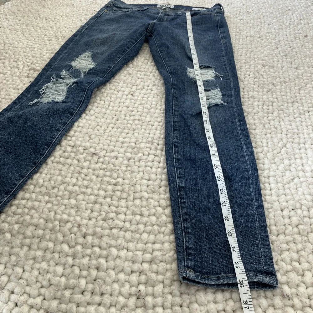 FRAME Size 28 Le Skinny de Jeanne Dark Wash Mid Rise Denim Ankle Jean - Picture 7 of 11